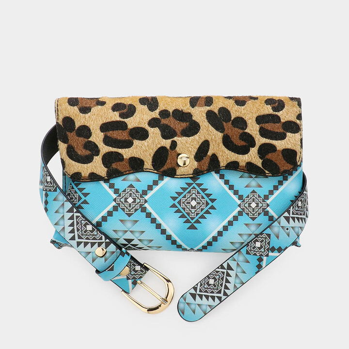 FASHNZFAB Leopard Patterned Faux Leather Fanny Pack / Belt / Crossbody Bag