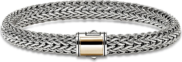 John Hardy 14K Yellow Gold & Sterling Silver Icon Woven Link Bracelet 7.5mm