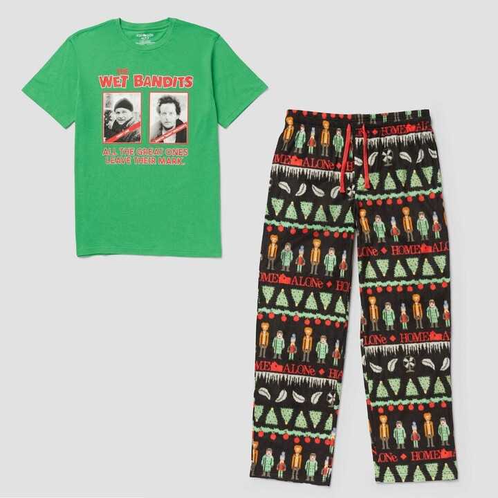 Men's Home Alone Pajama Set Black/Green M ShopStyle