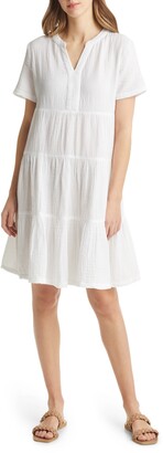 BeachLunchLounge Kris Double Weave Tiered Cotton Dress
