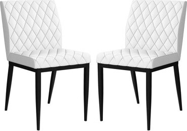 Red Barrel Studio 2 - Piece Of Metal Dining Chairs, Diamond Stitching, Padded Seat, Build, 33.47 Tall For Room Chairs With , Dining, Depth, Width, Height