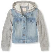 Thumbnail for your product : Children's Place French terry hooded denim jacket