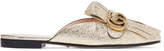 Thumbnail for your product : Gucci Marmont Fringed Logo-embellished Metallic Cracked-leather Slippers