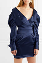 Thumbnail for your product : Alexandre Vauthier Off-the-shoulder Satin Mini Dress - Navy