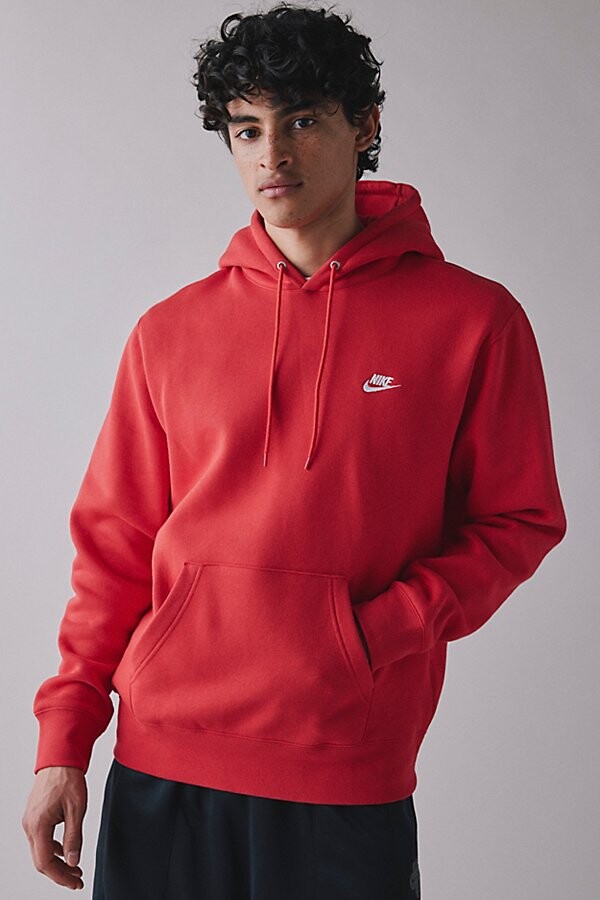 Nike Club Logo Fleece Pullover Hoodie Sweatshirt in Black