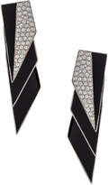 Thumbnail for your product : Saint Laurent Layered Art Deco Earrings in Palladium, Black & Crystal | FWRD