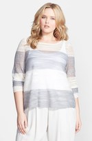 Thumbnail for your product : Eileen Fisher Stripe Bateau Neck Top (Plus Size)