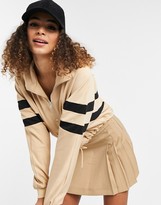 Thumbnail for your product : Only sweatshirt co-ord with bold double stripe and half zip in camel