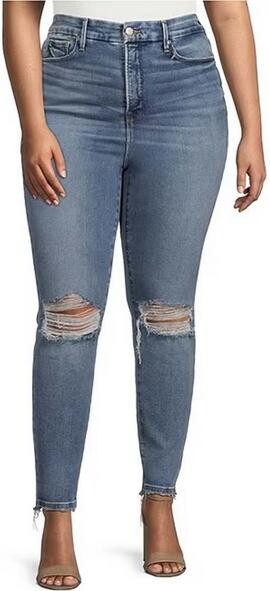 Good American Women's Good Legs Baby Step Hem Slim Fit Skinny Jeans Indigo 14 29