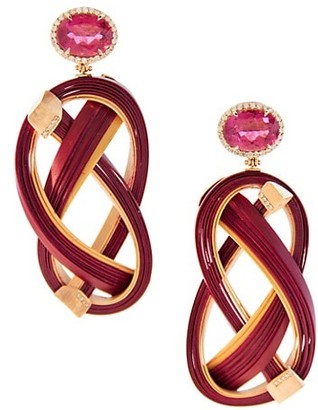 Silvia Furmanovich Bamboo, 18K Rose Gold & Multi-Stone Drop Earrings