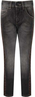 Fendi Grey Jeans For Boy With Iconic Double Ff