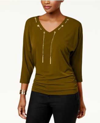 JM Collection Chain-Trim Dolman-Sleeve Top, Created for Macy's