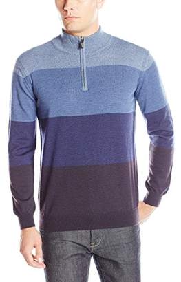 Bugatchi Men's Bold Stripe Long Sleeve 1/4 Zip Sweater