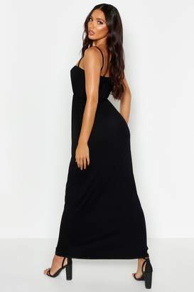 boohoo Rouche Bust Strappy Maxi Dress