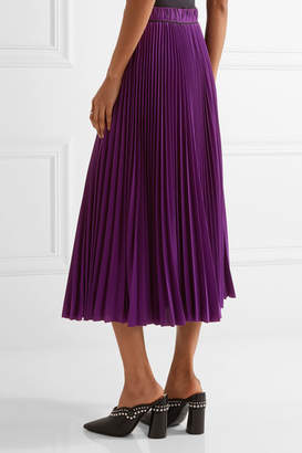 Marc Jacobs Pleated Crepe De Chine Midi Skirt - Purple