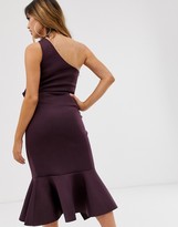 Thumbnail for your product : ASOS DESIGN one shoulder tuck detail midi dress