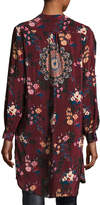 Thumbnail for your product : Tolani Skyler Split-Neck Floral-Print Silk Tunic