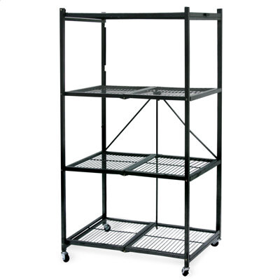 Origami 4 Tier Multipurpose Folding Storage Organizing Rack with Wheels