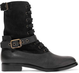 Chloé Otto Shearling-lined Suede And Leather Boots - Black