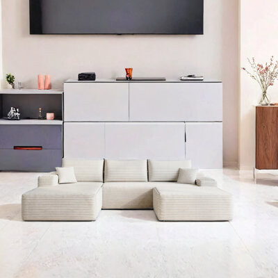 Everly Quinn Modern Sofa With Soft Corduroy Fabric