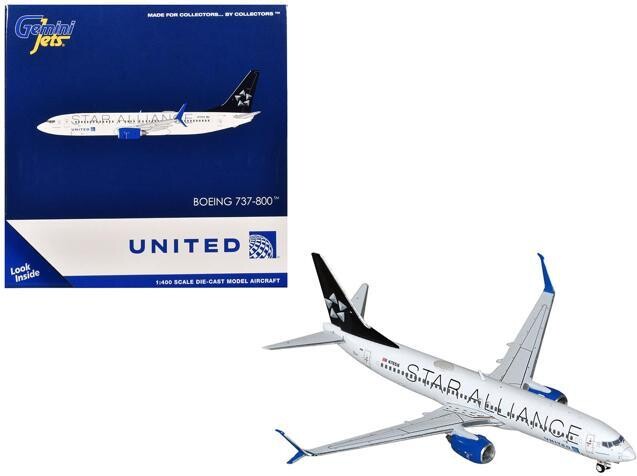 Boeing 737-800 Commercial Aircraft 'United Airlines' White with Black Tail 1/400 Diecast Model Airplane by GeminiJets