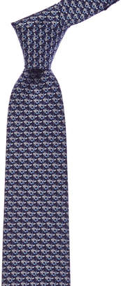Ferragamo Navy Fox & Horseshoe Silk Tie
