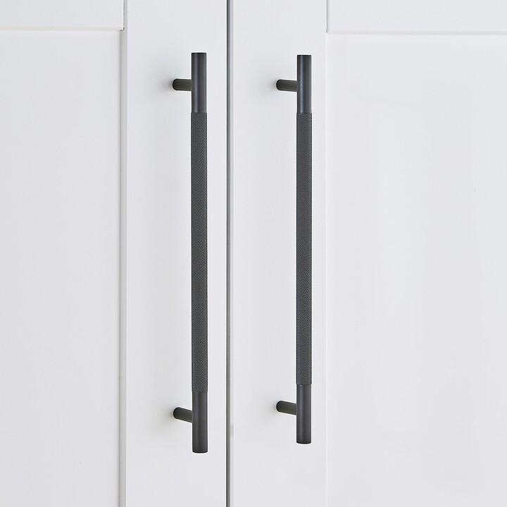 Dunelm Set of 2 Large Matt Black Knurled TBar Door Handles Matt Black
