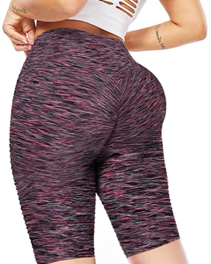 ZAIQUN Women Butt Lift Yoga Shorts High Waist Ruched Booty Gym Shorts Slim Hot Pants with Side Drawstring