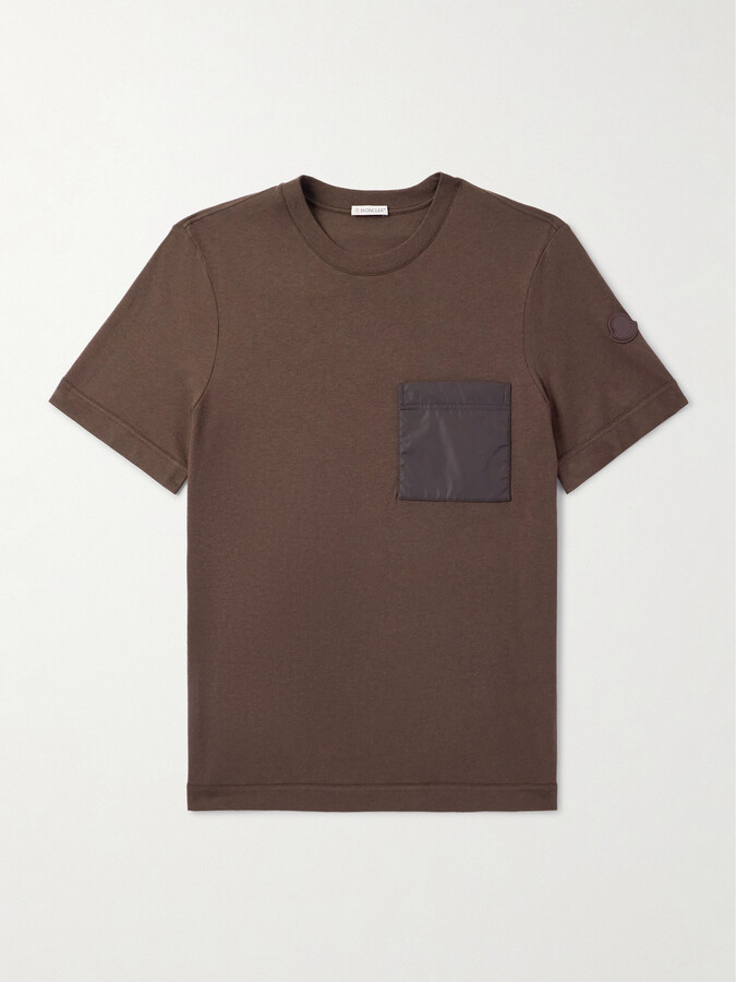 Moncler Logo-Appliquéd Shell-Trimmed Cotton and Cashmere-Blend Jersey T-Shirt