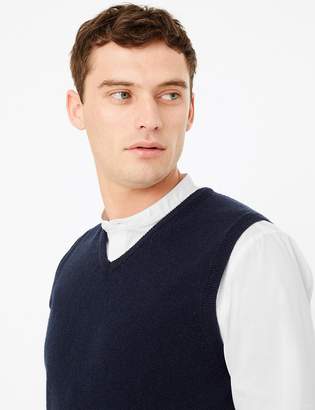 M&S CollectionMarks and Spencer Pure Lambswool Sleeveless V-Neck Jumper