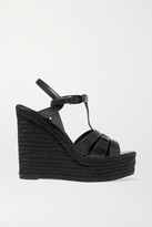 Thumbnail for your product : Saint Laurent Tribute Woven Leather Espadrille Wedge Sandals