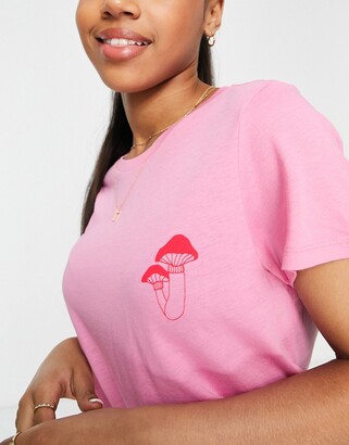 Garderobe immunisering Bounce Monki cotton mushroom t-shirt in pink - PINK - ShopStyle
