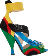 Thumbnail for your product : Prada Jeweled Asymmetrical Ankle-Strap Sandals