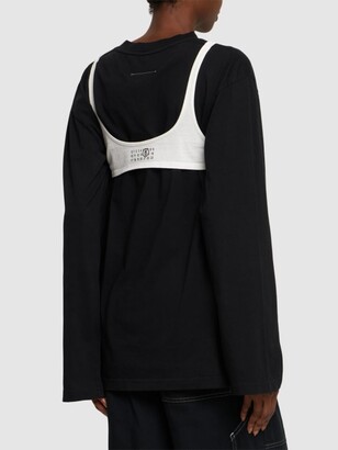 ブラジャー MM6 Maison Margiela Bras and tops Jersey crop top with cutout sleeves in black - MM 6 Maison