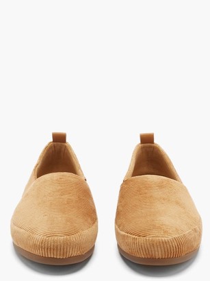 Mulo - Shearling-lined Cotton-corduroy Slippers - Beige