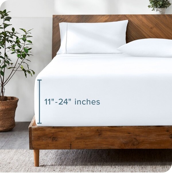Bare Home 24 Inch Extra Deep Pocket Microfiber White California King Fitted Sheet
