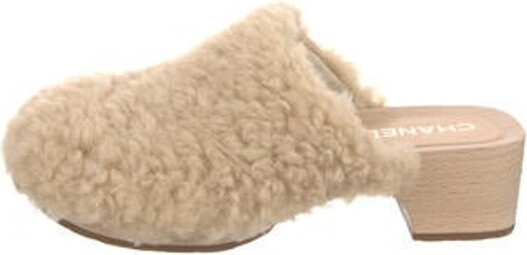 chanel shearling clogs