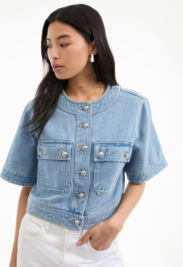 Veronica Beard Elias Short Sleeve Denim Jacket