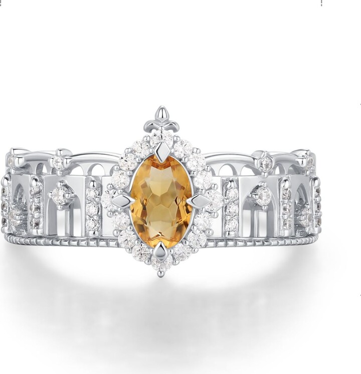Azura Jewelry New York Silver The Alhambra Arcade Citrine Ring White Gold Vermeil