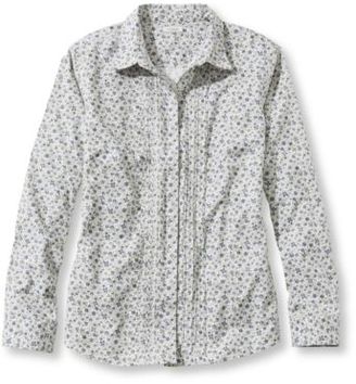 L.L. Bean Wrinkle-Resistant Pinpoint Oxford Shirt, Pin-Tucked Floral