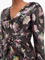 Thumbnail for your product : Self-Portrait V-neck Floral-sequinned Maxi Dress - Black Multi