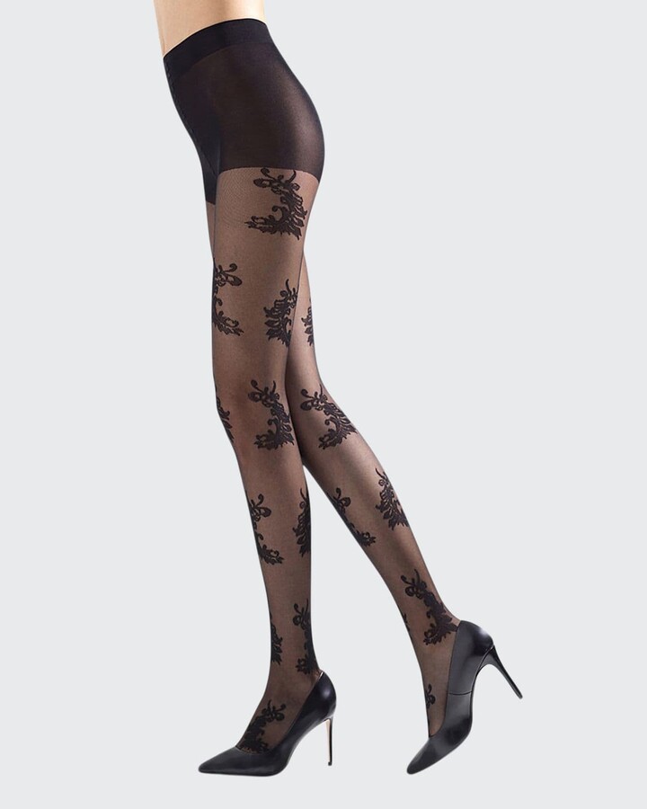 sheer floral tights
