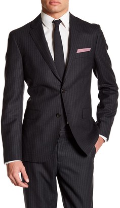 Brooks Brothers Notch Lapel Two Button Charcoal Pinstripe Jacket