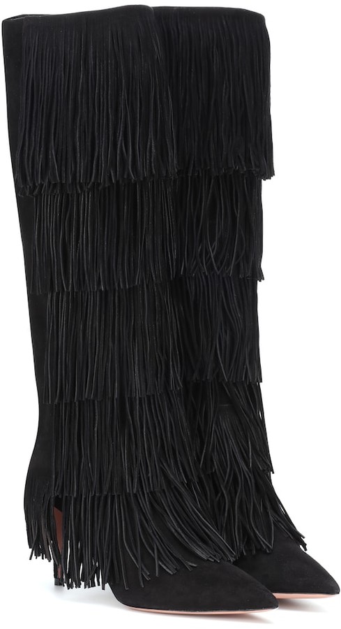 suede fringe boots