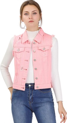 pink denim vest