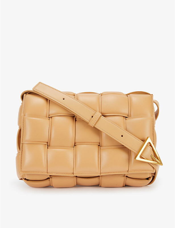 Bottega Veneta Mini Loop Intrecciato Leather Bag In Almond