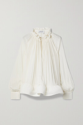 Lanvin - Ruffled Gathered Voile Blouse - Off-white