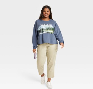 Grayson Threads Women's Plus Size Explore Graphic Sweatshirt - Blue 3X -  ShopStyle