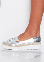 Thumbnail for your product : Missy Empire Carly Silver White Sole Tassel Loafers