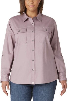Dickies Women's Plus Size Long Sleeve Roll-Tab Work Shirt - ShopStyle